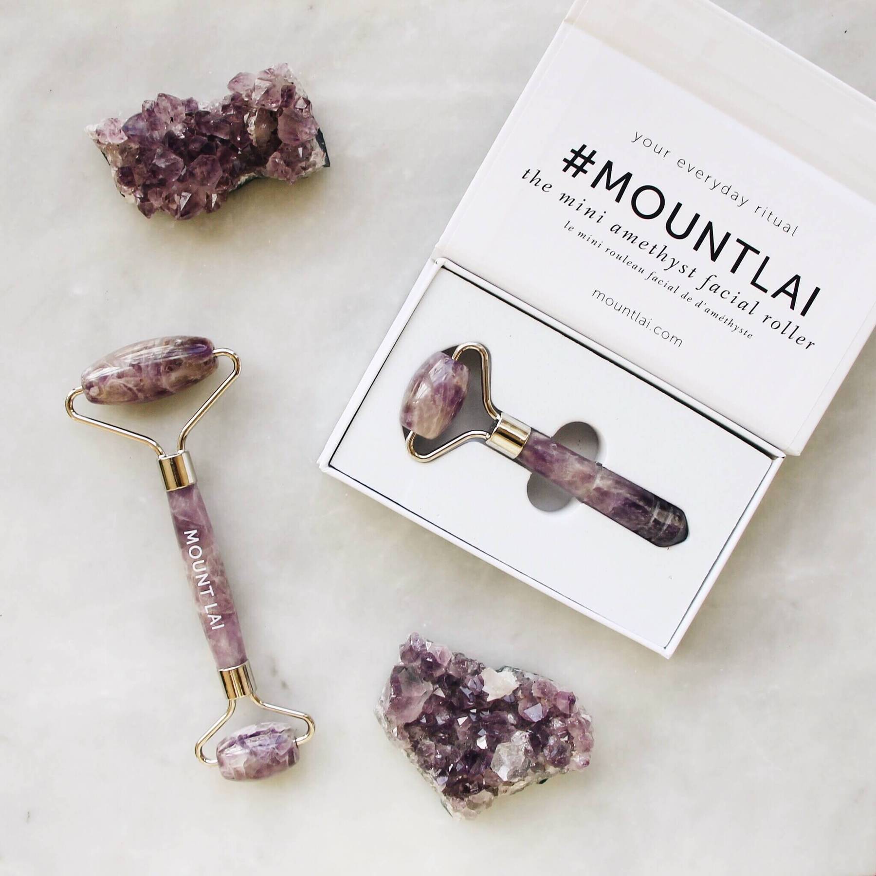 [HCM]Thanh lăn mát xa chăm sóc da mặt Mount Lai Jade Roller Rose Quartz Amethyst
