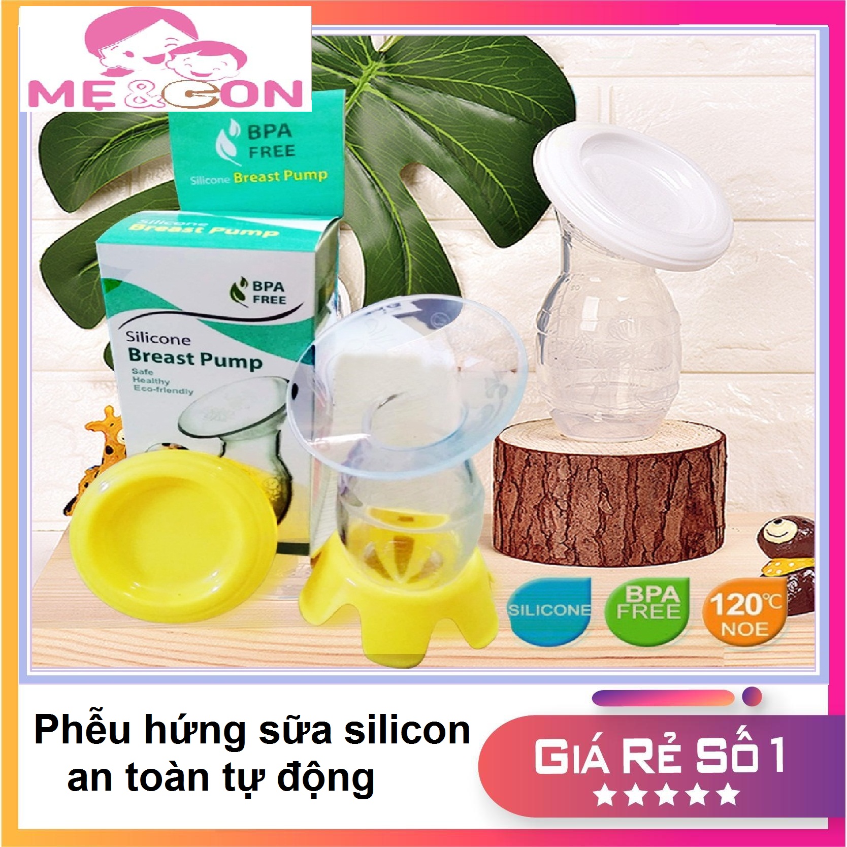 Phễu hứng sữa silicon an toàn tự động kèm nắp và chân đứng