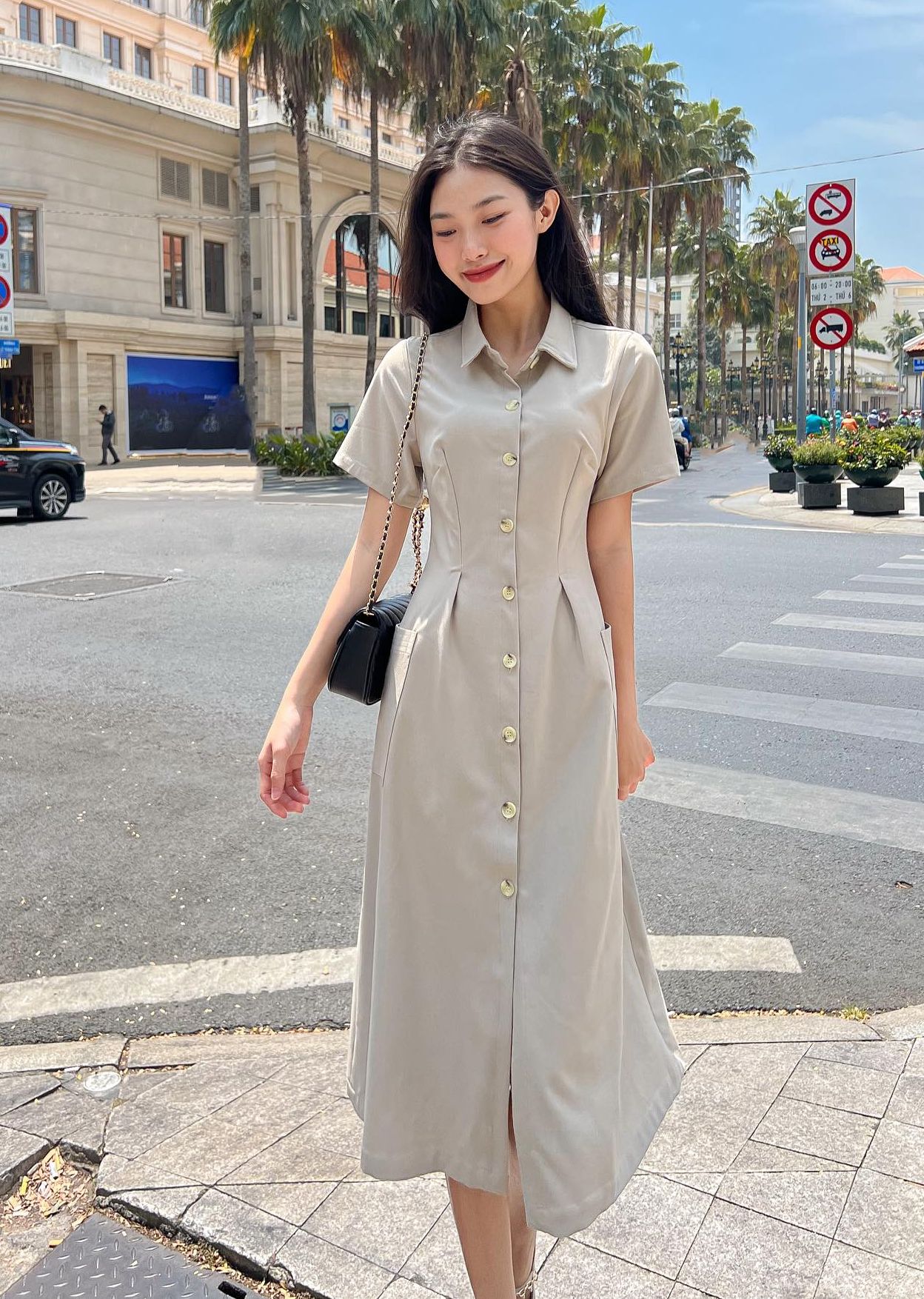 GOLA - Đầm NELLA - Đầm dáng dài cổ sơ mi