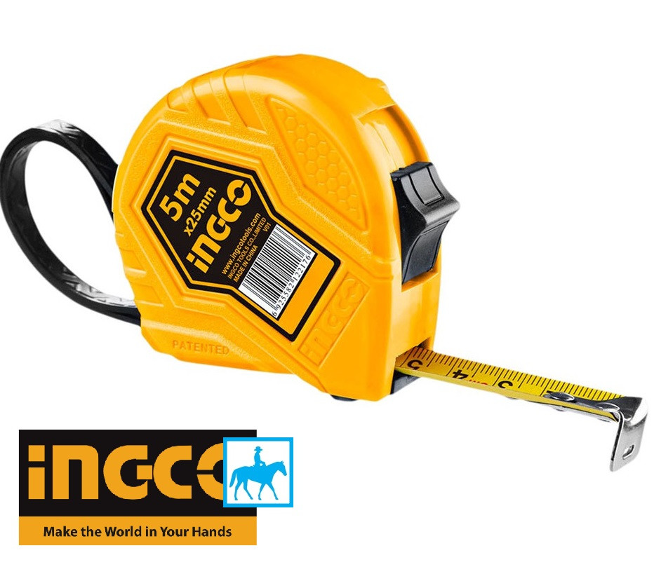 Thước cuộn 5 mét thép nền vàng 5m x 25mm ingco hsmt0835
