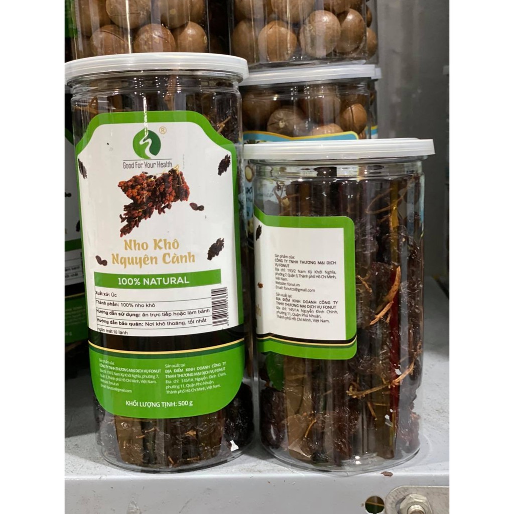 [HCM]Nho khô cành Úc - hộp 250gr/500gr