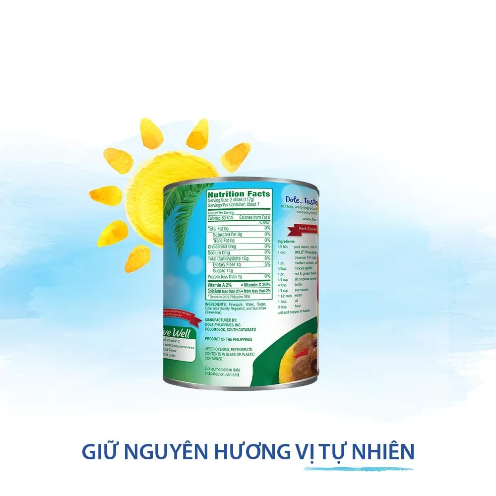 [MUA 2 GIẢM 9%][VOUCHER 50K ĐƠN 209K]Dứa Tươi Nguyên Lát Dole (822g)