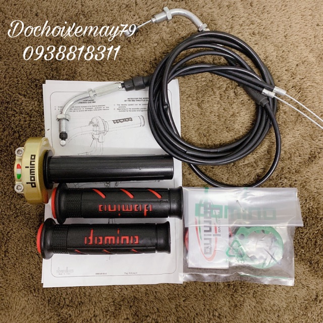 Cùm tăng tốc Domino 2 dây ga kèm bao tay và dây ga-Đen