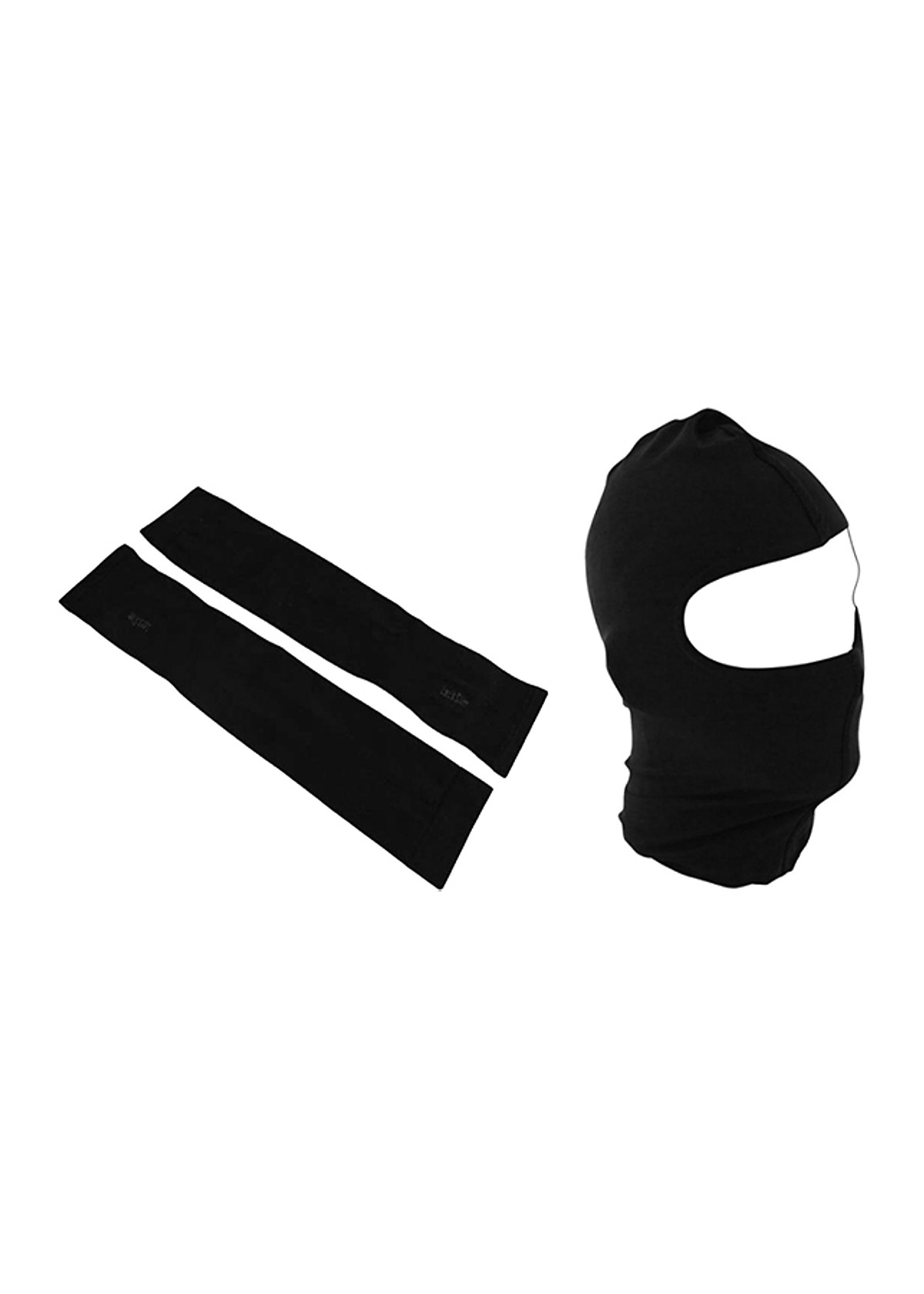 Combo găng tay chống nắng hở ngón và khăn trùm ninja đen trơn