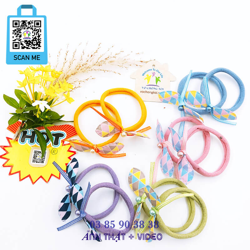 Dây buộc tóc nữ, đồ cột tóc cho bé gái, dây chun phụ kiện nữ Hàn Quốc, dây thun caro siêu đẹp - thương hiệu Vợ Chồng Tôi
