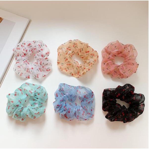 Cột Tóc Vải Scrunchie🍒hoạ tiết cherry