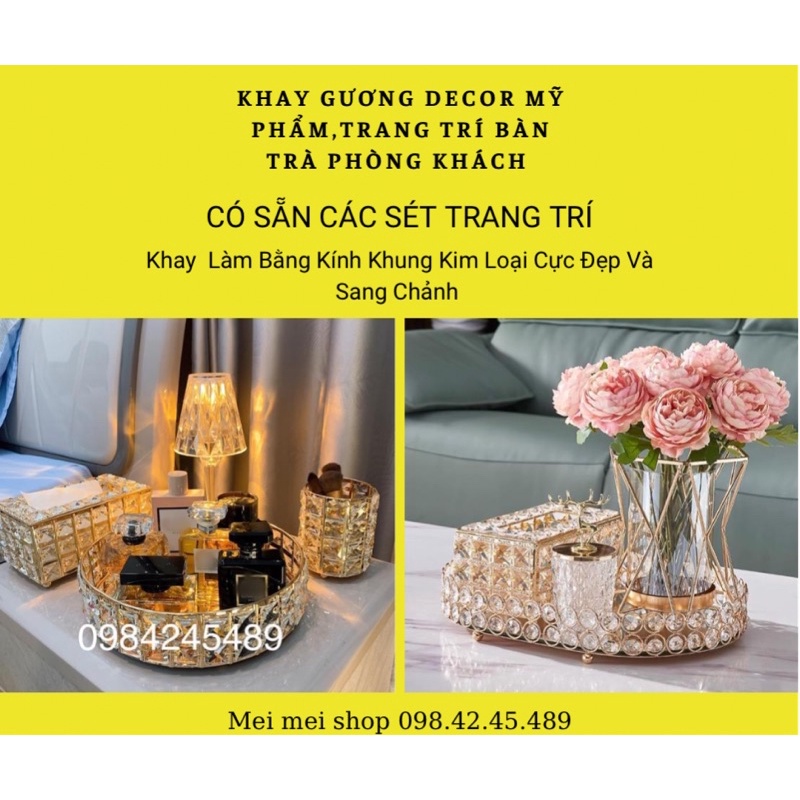 Khay đựng nước hoa mỹ phẩm pha lê
