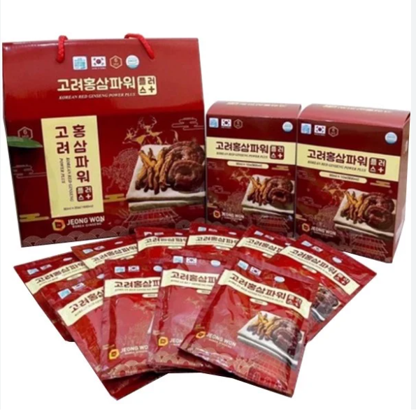 Nước Hồng Sâm Linh Chi Nhung Hươ.u Plus Jeong Won Hàn Quốc Hộp 20 Gói x 80ml