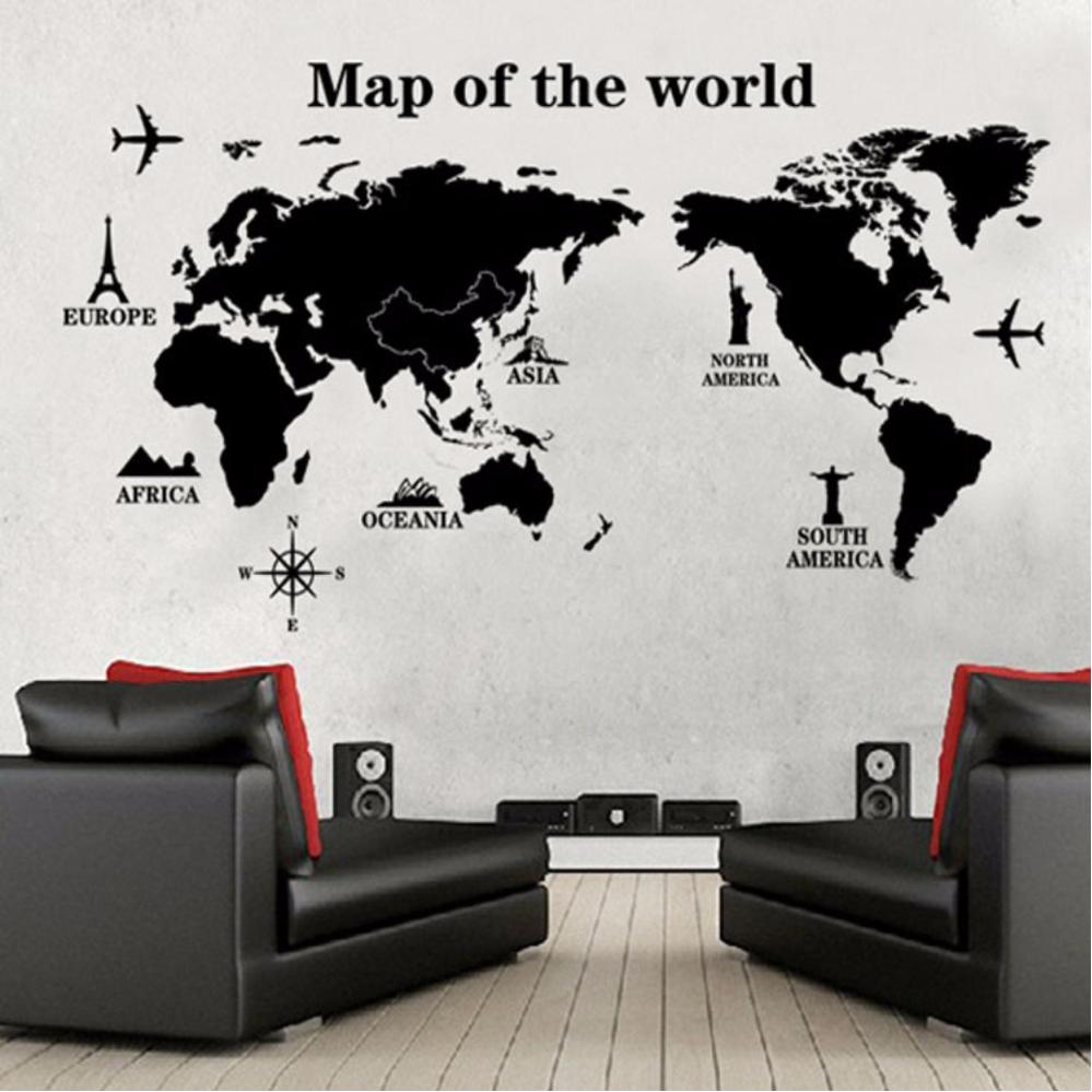 Decal dán tường bản đồ thế giới AY9133