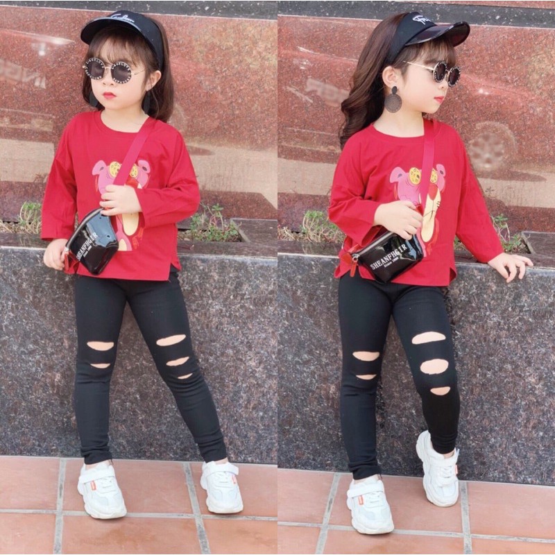 Quần legging rách gối cho bé QATE690