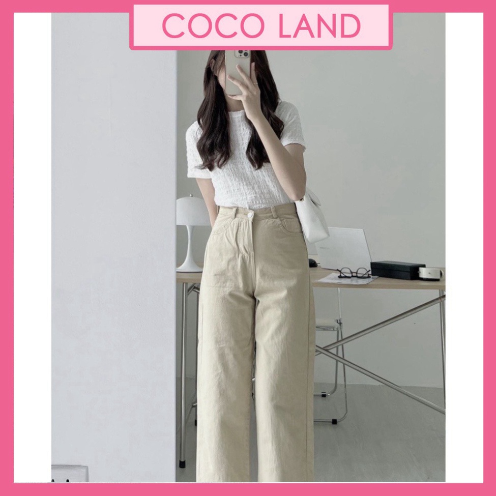 Áo xốp nhăn cổ tròn cộc tay baby tee Áo thun cộc tay nữ form vừa coco land babydoll ulzzang dáng dài croptop