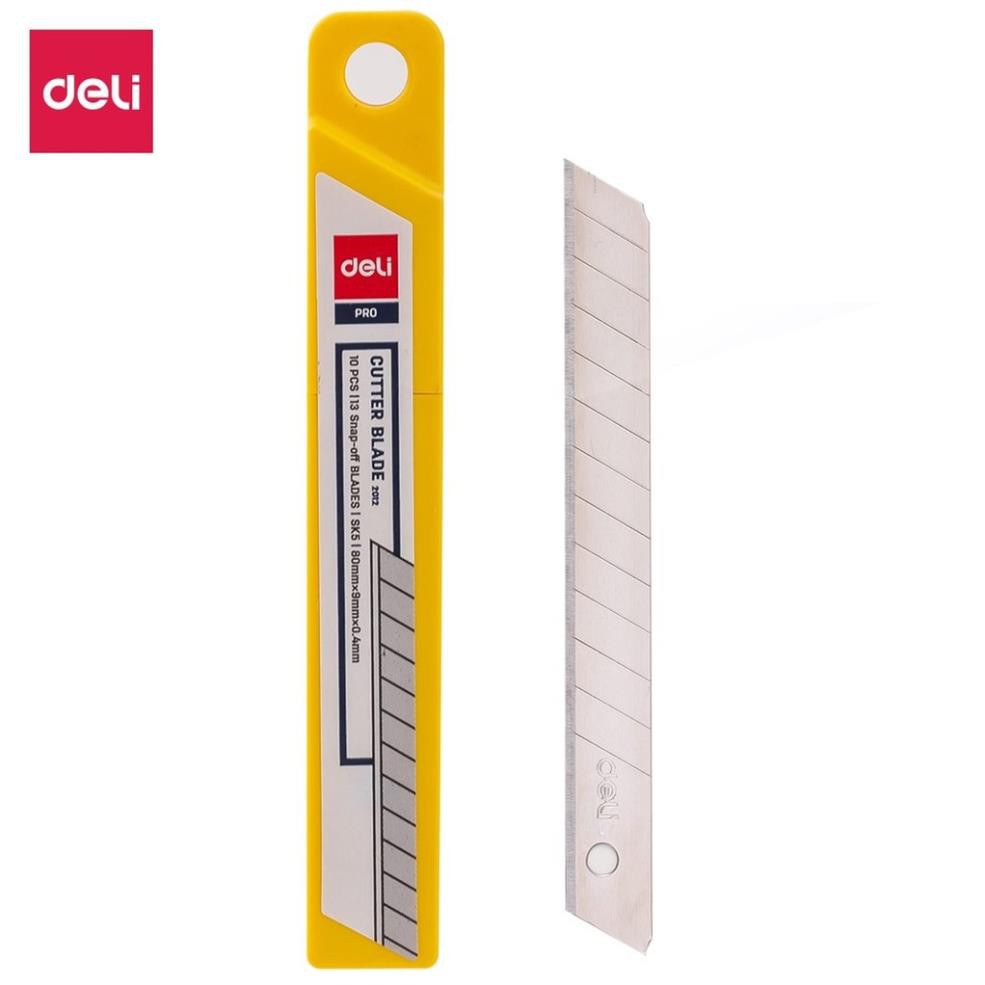 Lưỡi dao trổ, lưỡi dao rọc giấy Deli (hộp 10 chiếc)