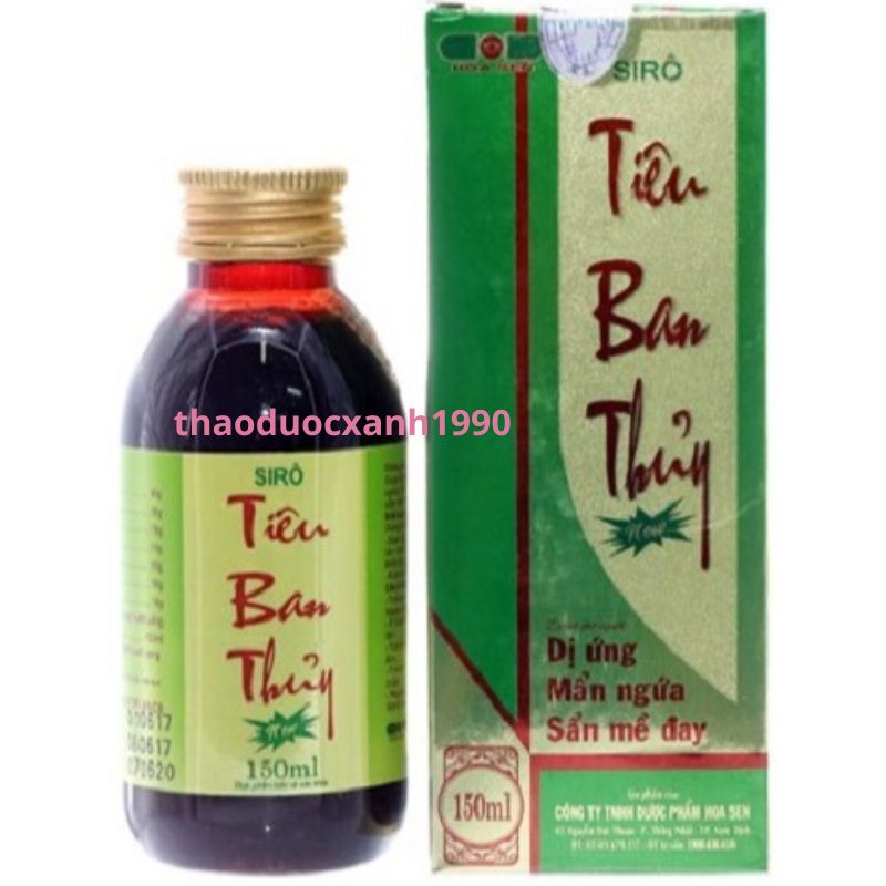 Sirô tiêu ban thủy - hỗ trợ điều t.rị mẩm đỏ ngứa- ban ngứa, mề đay, dị ứng mẩn ngứa ngoài da do các tác nhân gây dị ứng như: thời tiết, thức ăn, phấn hoa, khói bụi, hóa chất, dị ứng t.huốc, cơ địa dị ứng...