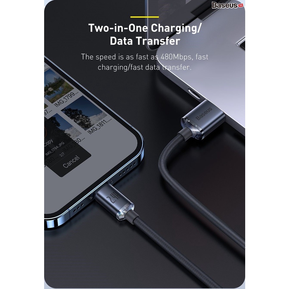Cáp sạc nhanh, truyền dữ liệu tốc độ cao siêu bền Baseus Crystal Shine Series Fast Charging Data Cable