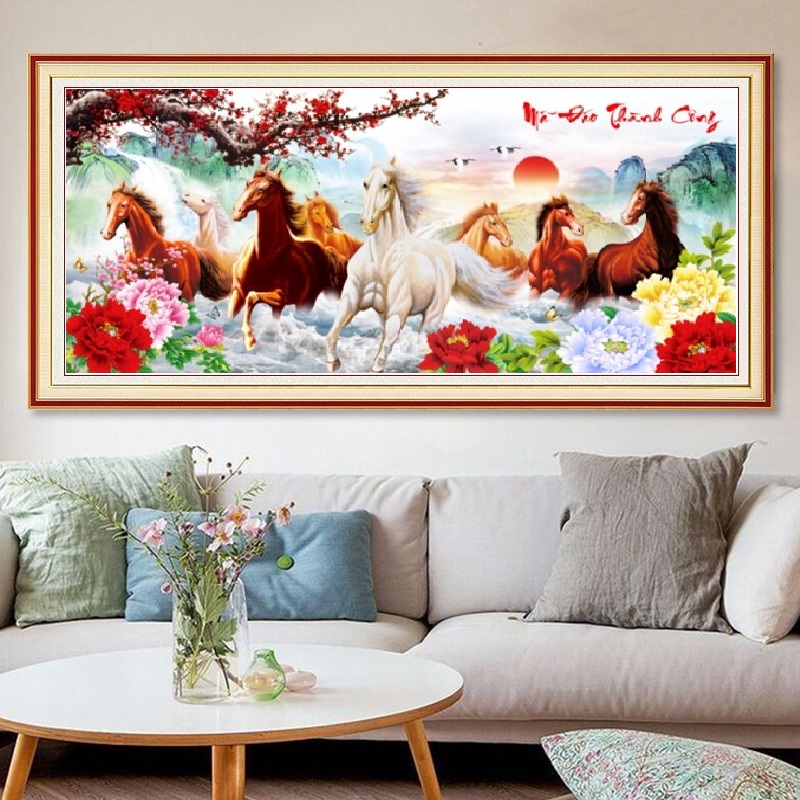Tranh đính đá cao cấp Mã Đáo Thành Công (chưa đính đá, không khung)