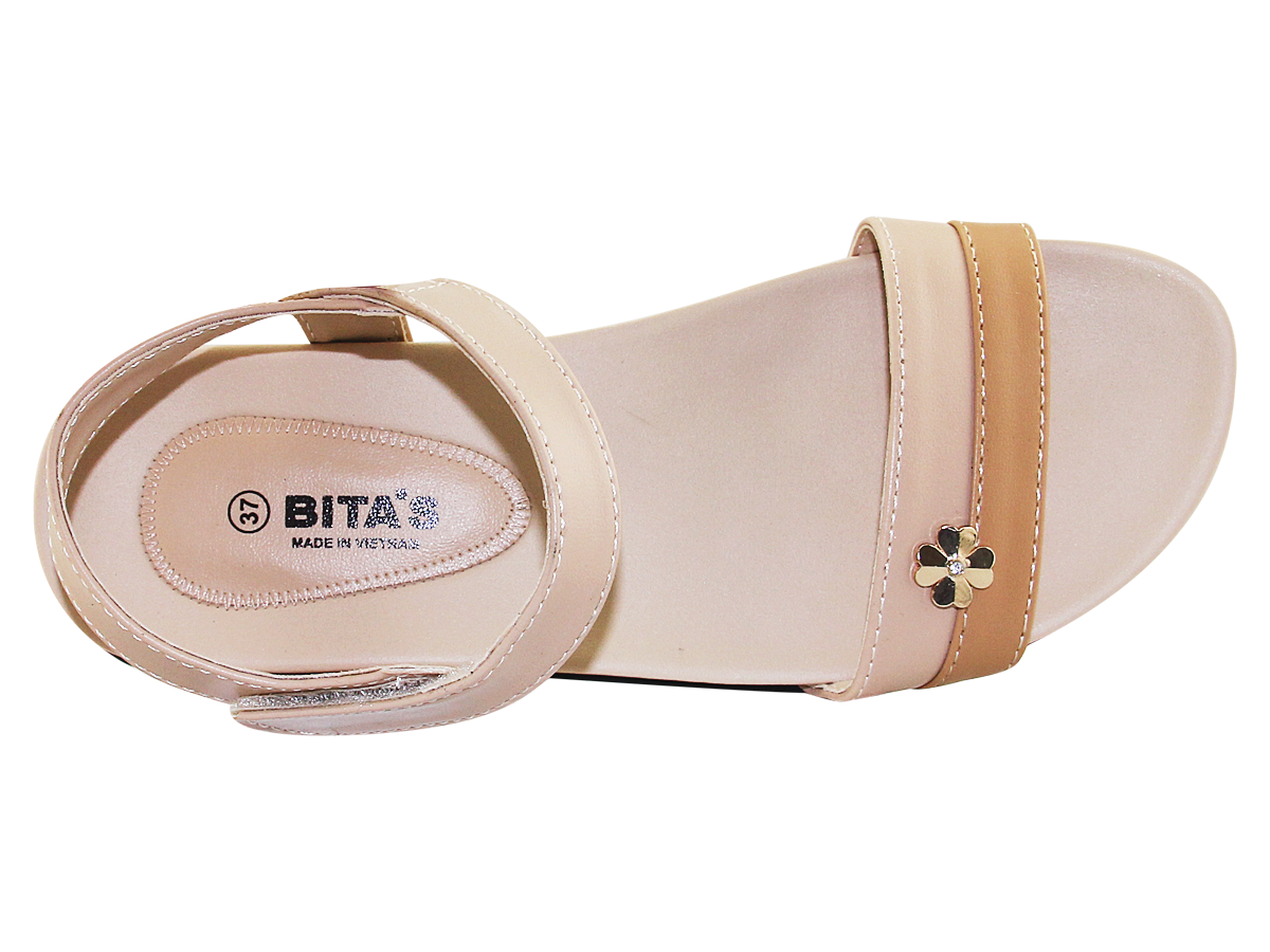 Sandal đế bằng nữ Bita's SYN.240 (Đen + Kem + Xám)