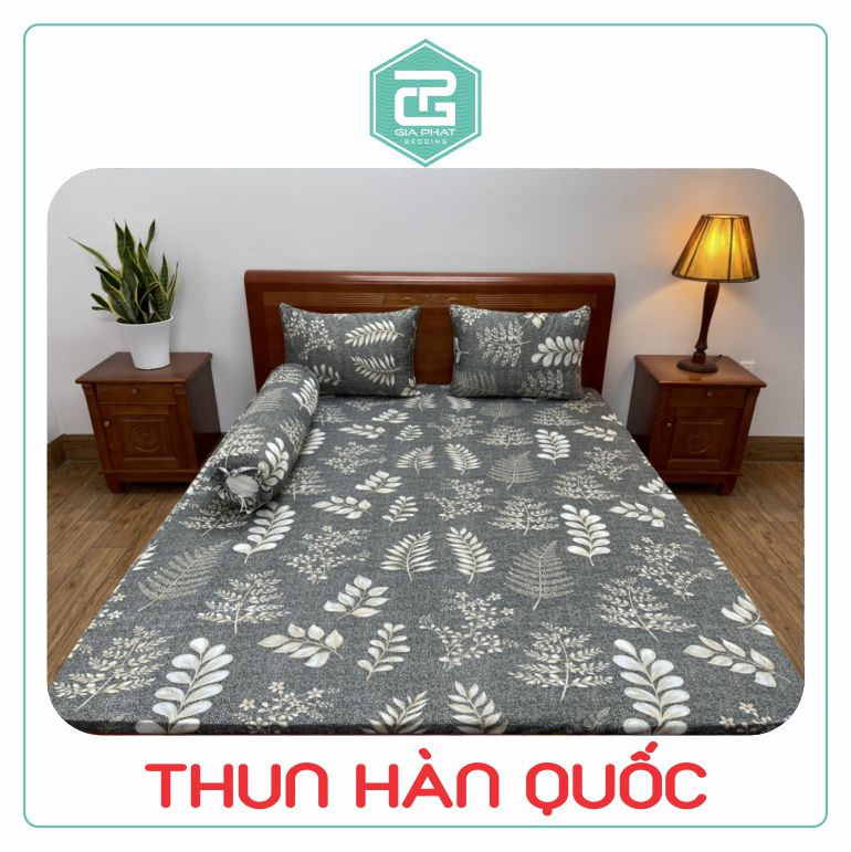 Bộ ga gối Thun Lạnh Hàn Quốc 4 món ( 1 ga bọc + 2 vỏ gối nằm + 1 vỏ gối ôm )