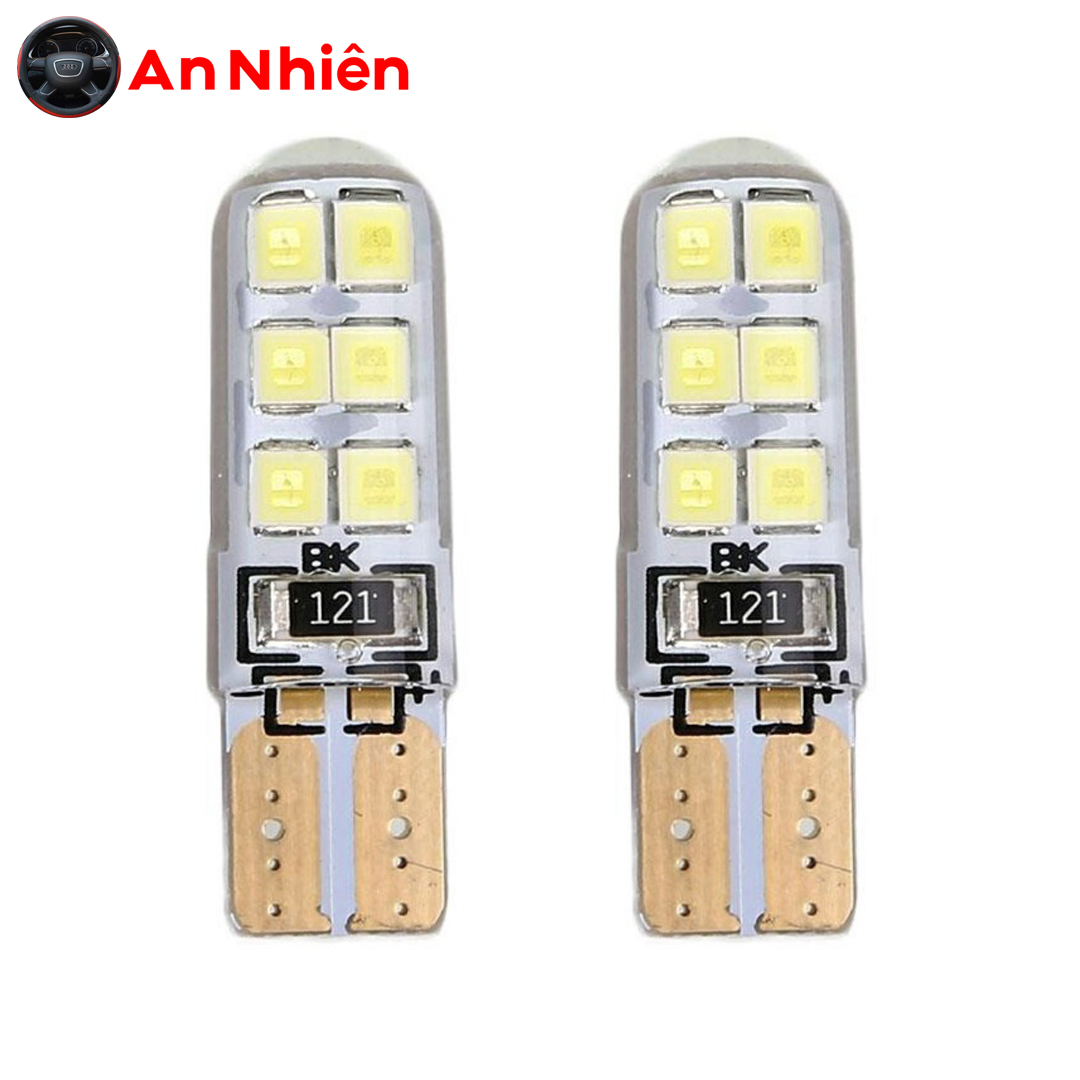 Bộ 2 Bóng Led T10 Đèn Xi Nhan, Demi Loại 12 Chip SMD Siêu Sáng Cho Xe Máy, Đèn Biển Số, Đèn Trần Cho Ô Tô