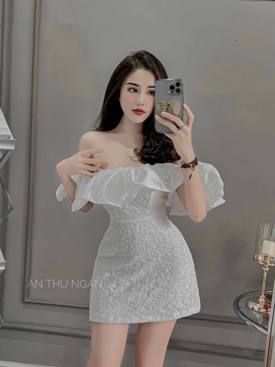 Đầm xốp bẹt vai sang chảnh