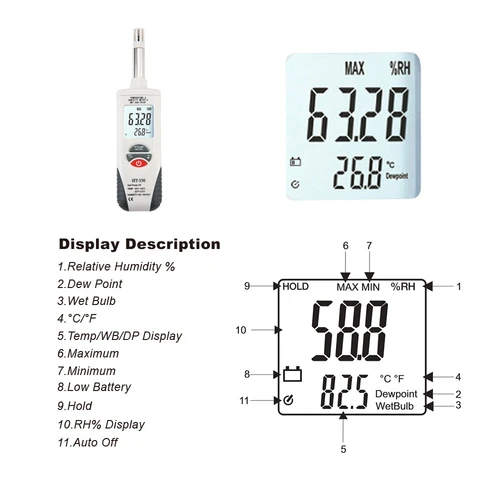 Máy đo nhiệt độ và độ ẩm không khí HT-350
