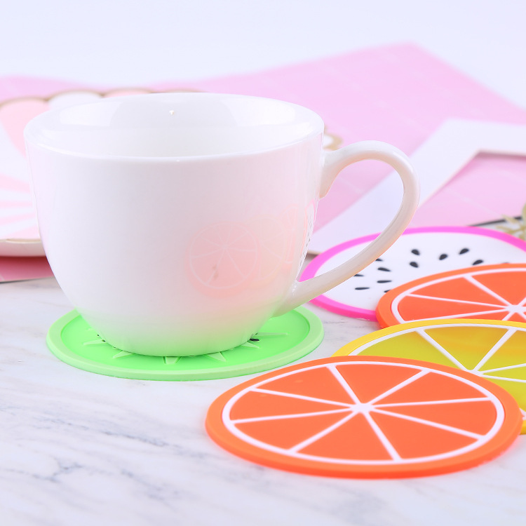 Miếng lót cốc silicon hình hoa quả tươi mát (9cm) - Miếng lót ly trái cây dễ thương