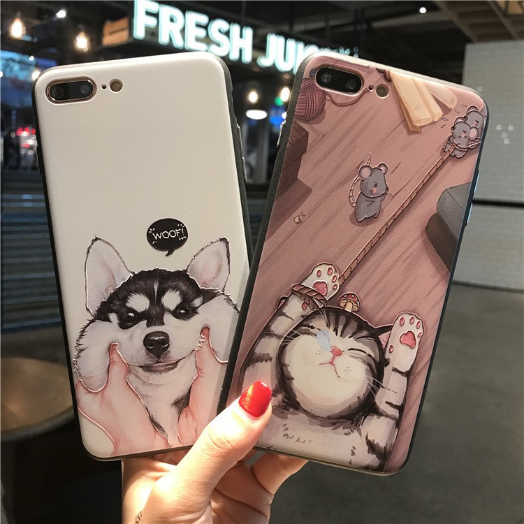 [ IPHONE ] Ốp Lưng Silicon Chó Mèo