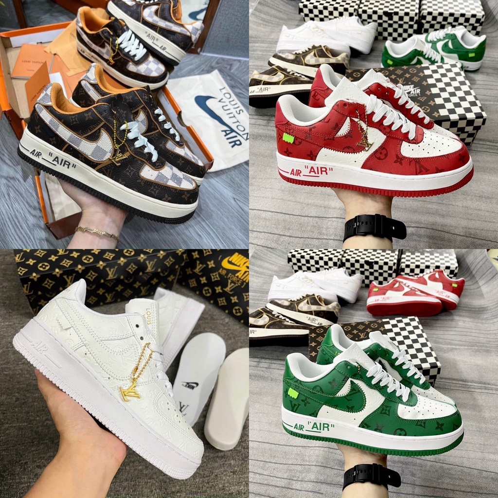 Giày Thể Thao Af1 Lv Xanh Trắng Đỏ Nâu Nam Nữ Phiên Bản Tiêu Chuẩn. Giày  Sneaker Air Force 1 Low Lv Nam Nữ Bản Mới - Mixasale