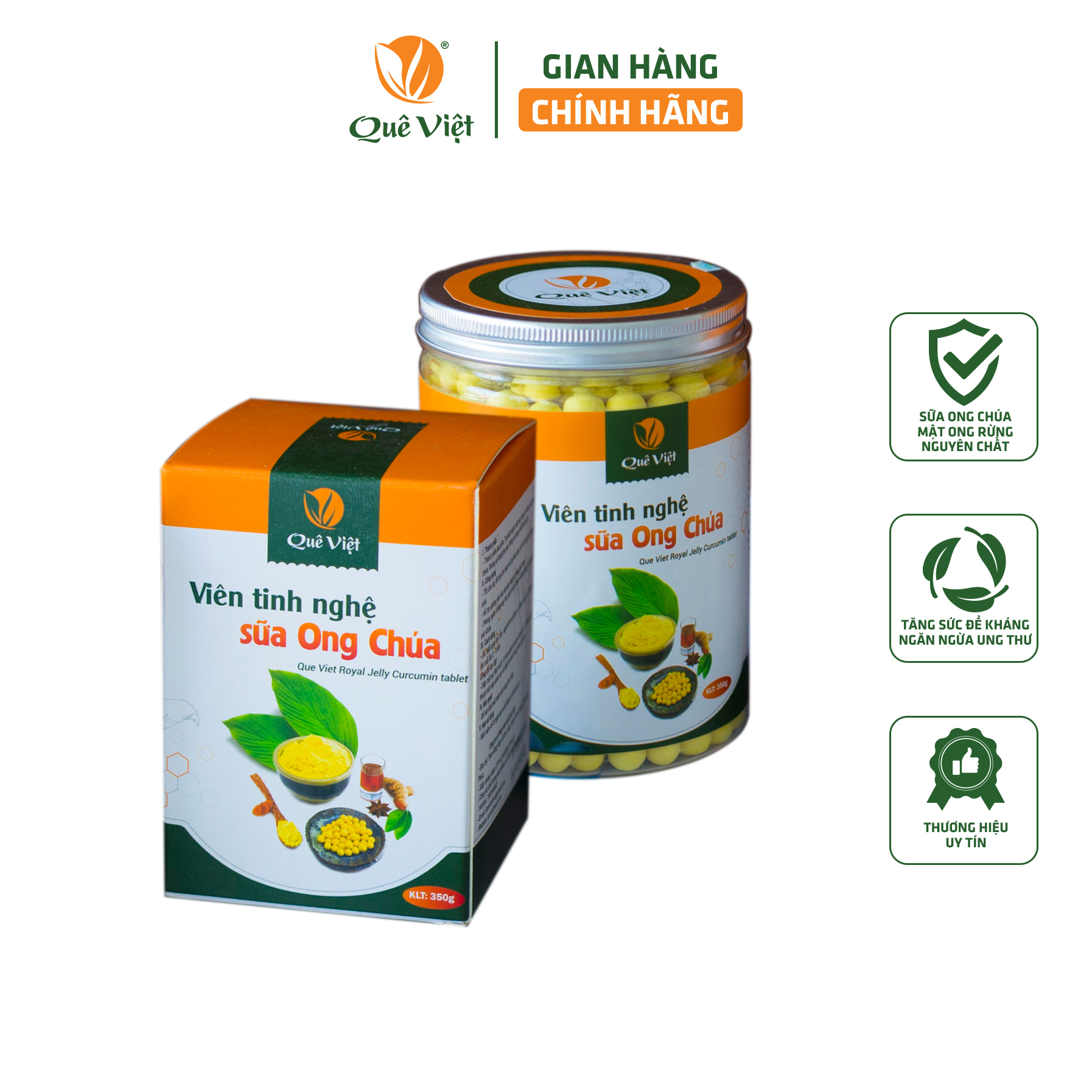 Viên tinh nghệ sữa ong chúa quê việt 350gr