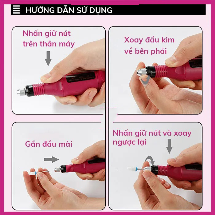 [FREESHIP🎁]Máy mài móng mini - máy dũa móng tặng kèm bộ 6 đầu mài