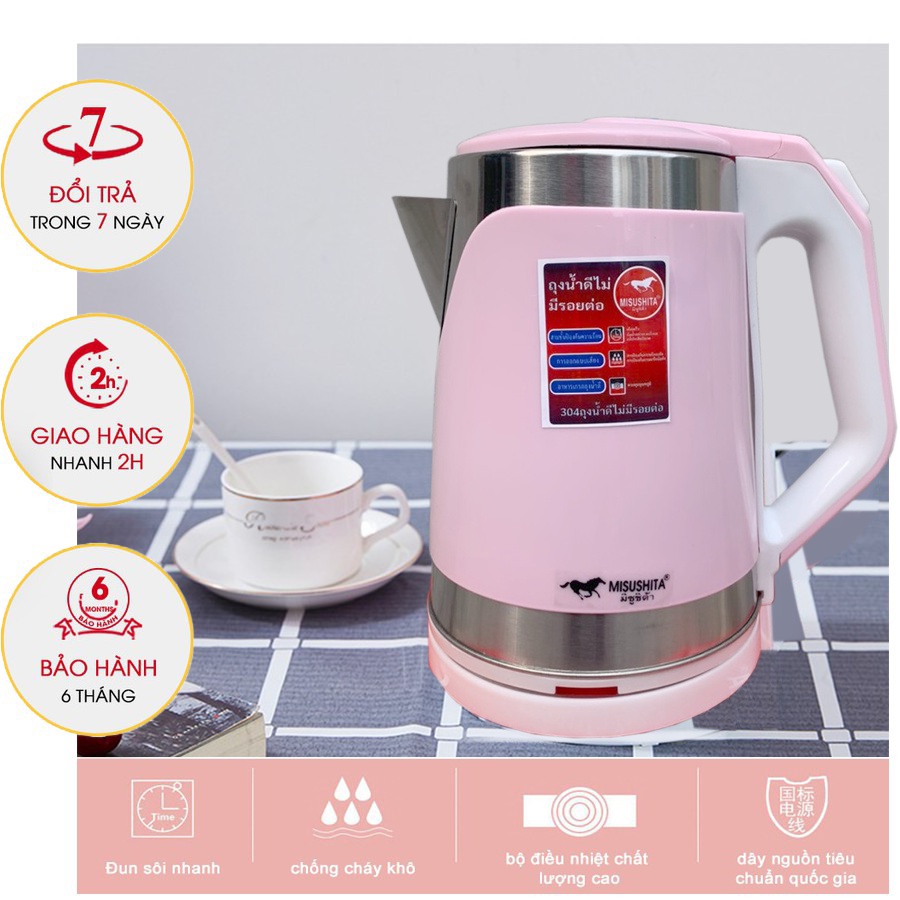 Ấm siêu tốc Thái Lan MISUSHITA 2.5Lit - ấm siêu tốc - bình siêu tốc - ấm đun siêu tốc - bình đun siêu tốc - ấm siêu tốc chính hãng - ấm đun nước - bình đun nước - bếp ấm đun nước - đồ gia dụng nhà bếp - Bảo hàng 12 tháng
