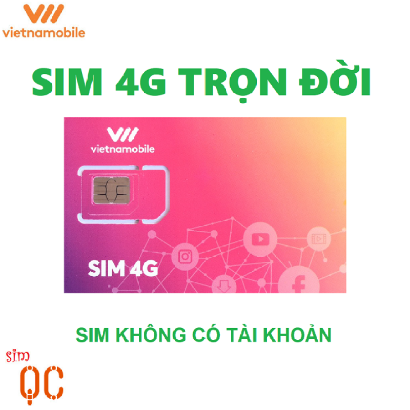 [HCM]Sim 4G trọn đời 180GB vietnamobile không có tài khoản