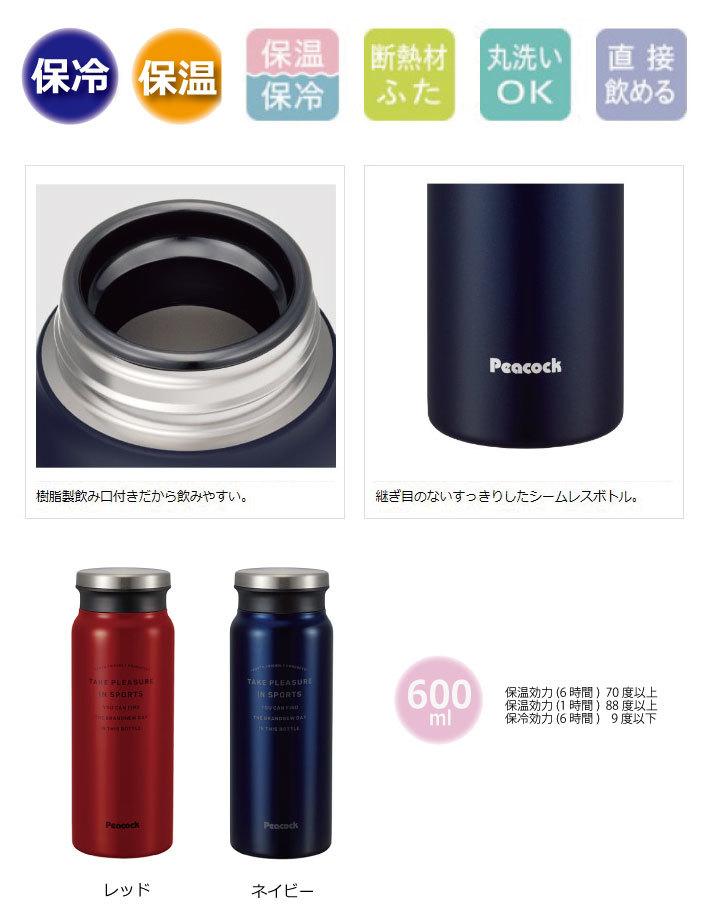 [HCM]BÌNH GIỮ NHIỆT PEACOCK 0.6L _ AMZ-60