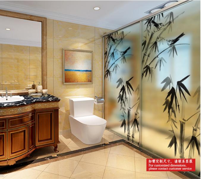 Decal Dán Kính Cao Cấp - Cây Trúc Chim đen ( 60 X116 )-DK1054
