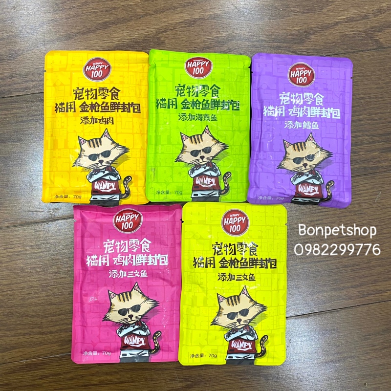 (LẺ GIÁ SỈ) Pate Happy 100 cho mèo gói 70gr SIÊU NGON