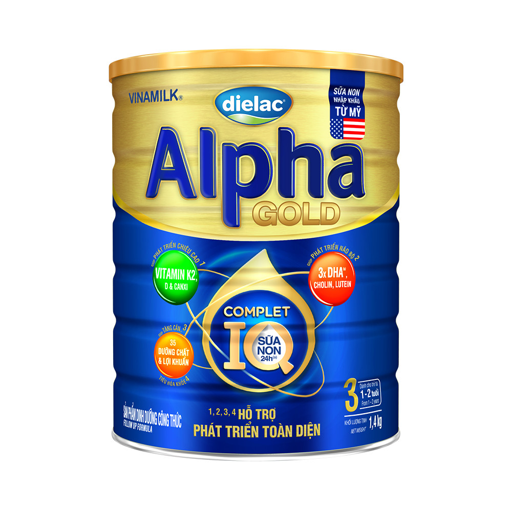 Sữa bột Dielac Alpha Gold 3 - lon 1.4kg (cho trẻ từ 1 - 2 tuổi) Sữa non