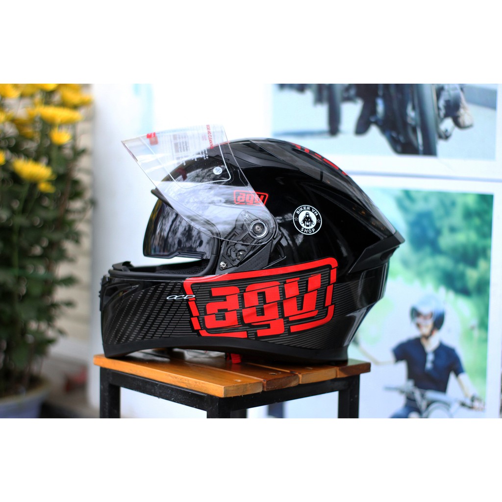 Tem decal dán nón bảo hiểm Fullface Agv đỏ