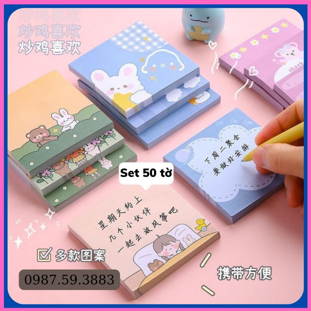 50 Tờ giấy note, giấy ghi chú nhiều màu dễ thương