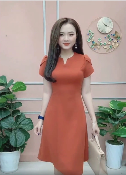 Váy thiết kế tay búp sen, chiết eo cao v31
