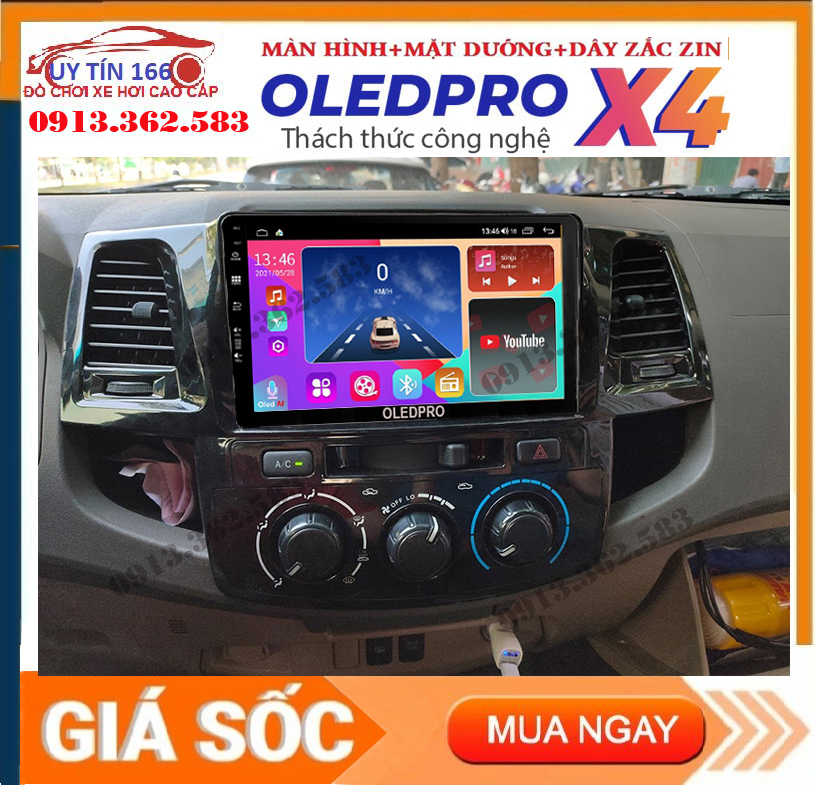 Combo màn hình oledpro x4 kèm mặt dưỡng,dây nguồn zin cho xe toyota fortuner 2010-2016 - linh kiện xe ô tô, có nên lắp dvd android, màn dvd cho ô tô, camera 360 cho xe ô tô
