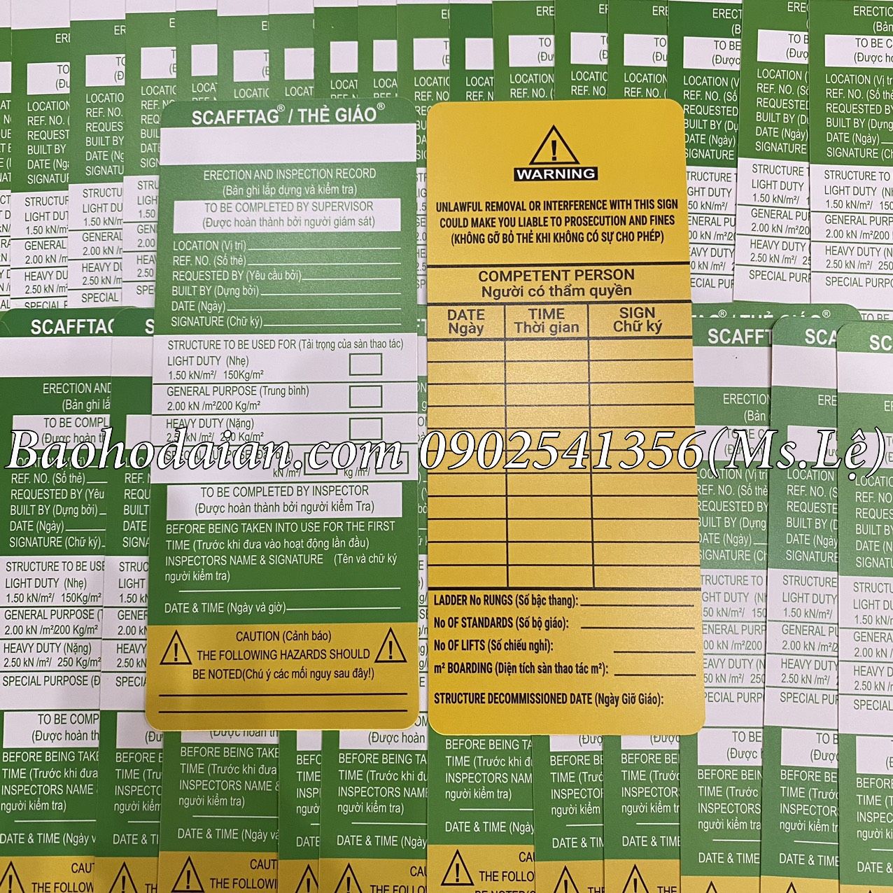 Thẻ giàn giáo treo công trình Hình thật,có sẵn