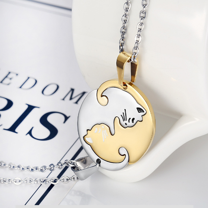 (Extra Gift 1 wrist bracelets lovely) necklaces beautiful pair cheap titanium double pattern lovely cat-sale price above is 1 pair = 2 yarn is present as figure-commitment 1 Đổi 1 if Hoen, rust