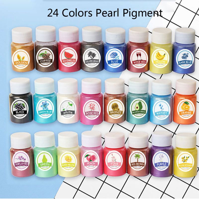 Set 24 màu nhũ dạng bột ánh kim làm handmade - hũ 20ml