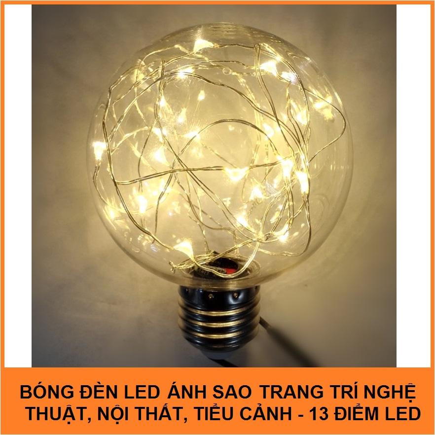 Bóng đèn Led quả cầu ánh sao gồm 13 điểm led ánh sáng vàng, trang trí nghệ thuật, nội thất, tiểu cảnh, đường kính bóng 10cm