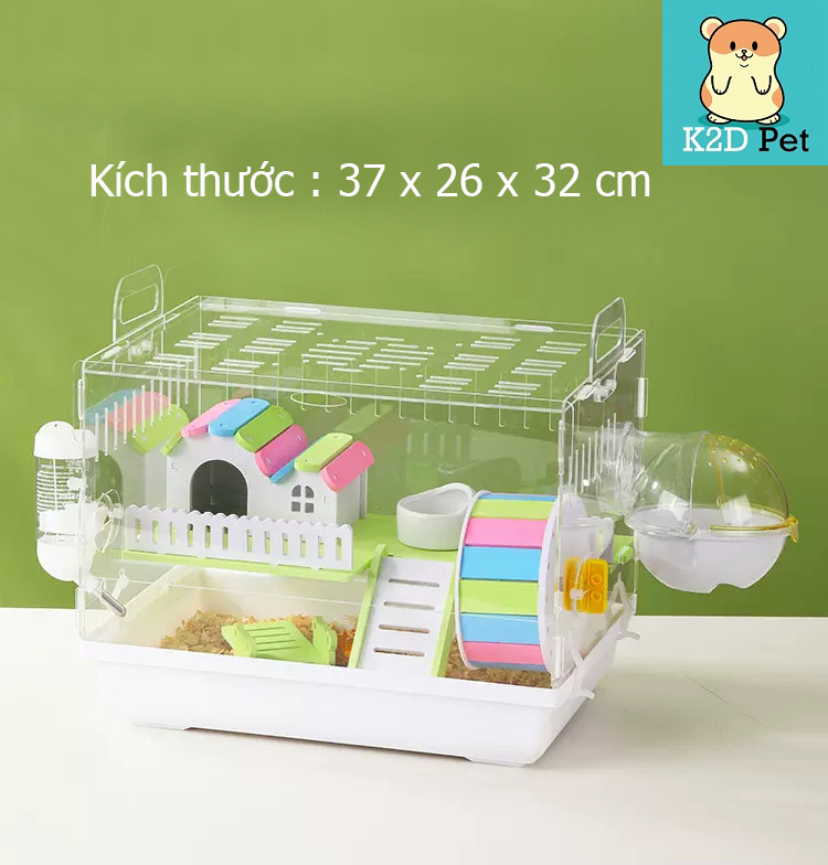 [Hoàn tiền 10%]Lồng hamster cầu vồng 2 tầng full đồ mica
