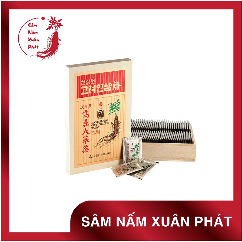 Trà hồng sâm Hàn Quốc hộp gỗ 100 gói