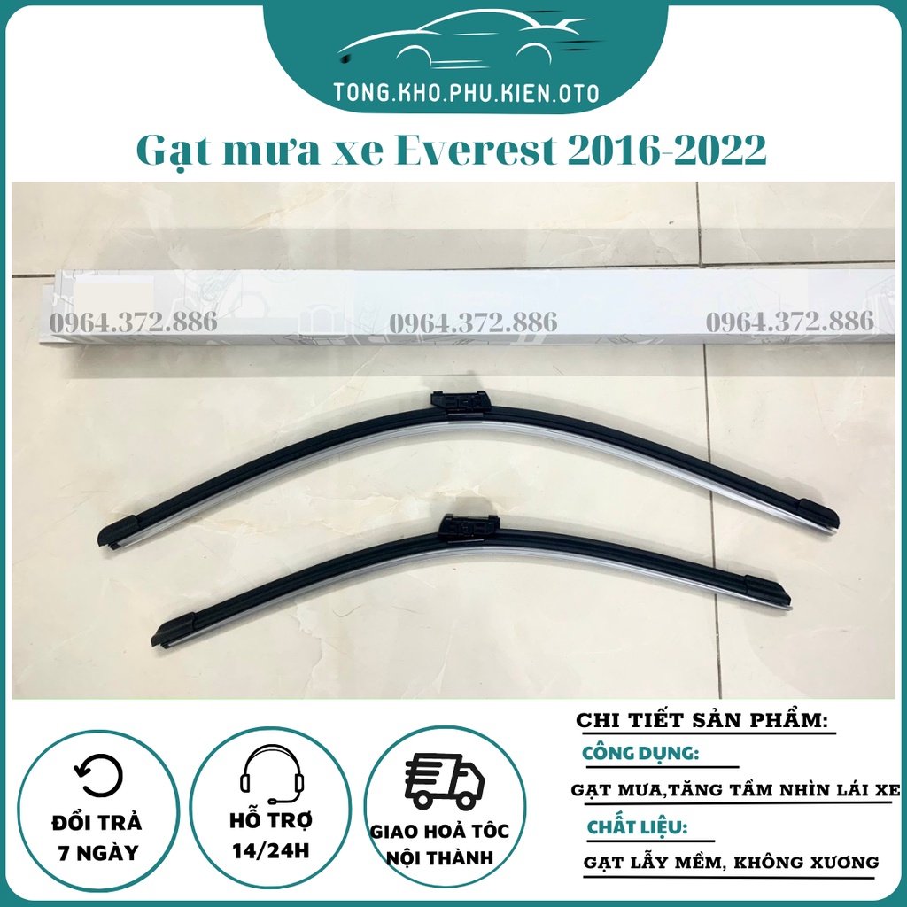 Gạt mưa xe Ford Everest 2016-2022 gạt mềm không xương vừa khít xe siêu bền,siêu sạch ( Giá 1 đôi ) - Mẫu gạt lẫy