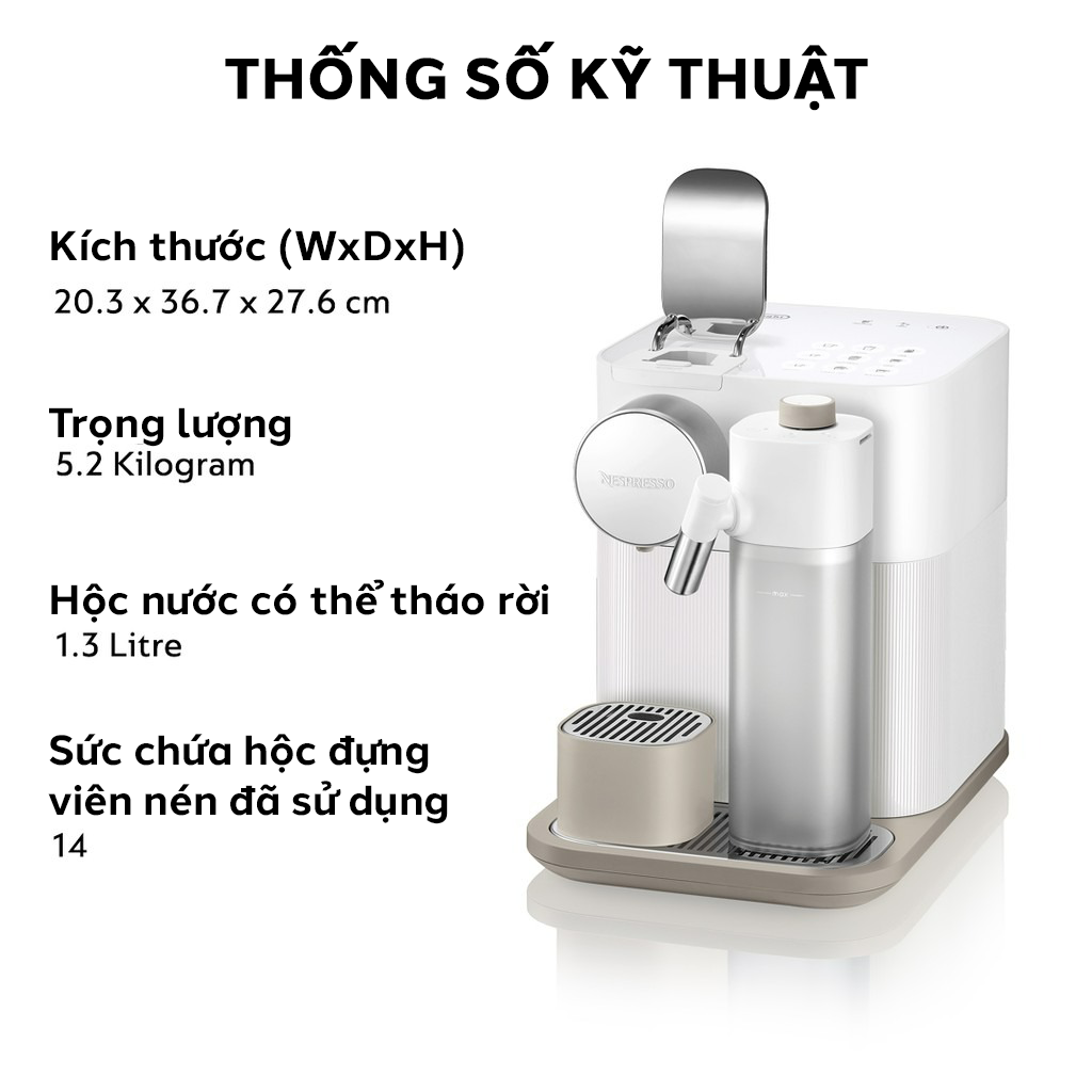 Máy pha cà phê viên nén Nespresso Gran Lattissima - Trắng