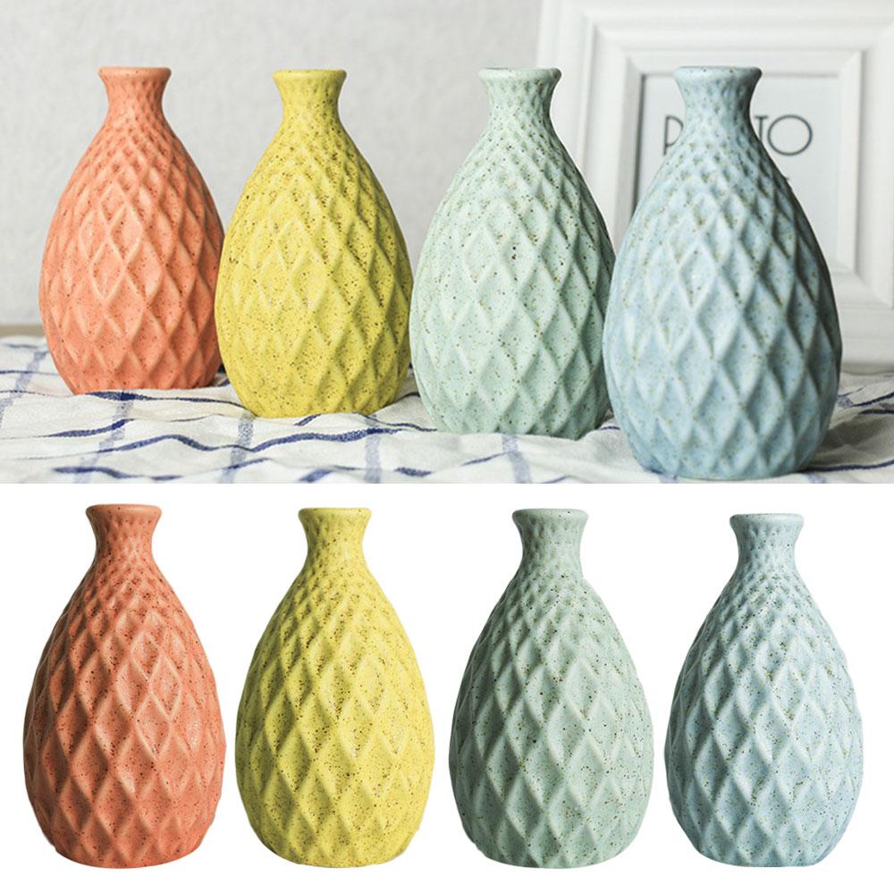 Mingrui Store Concave Ceramic Vase Flower Pot Delicate Fashion Table Decoration
