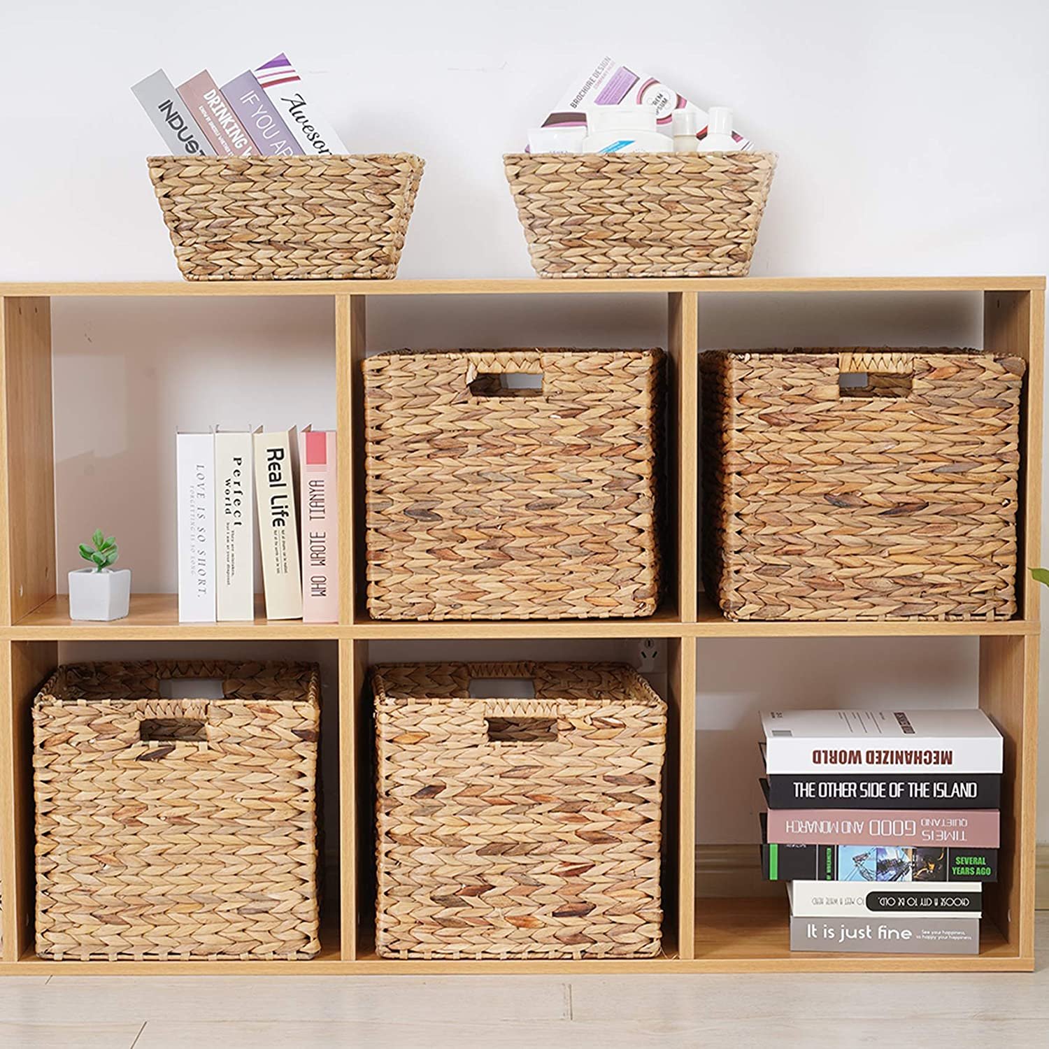 Square Folding water hyacinth basket 27x27x27