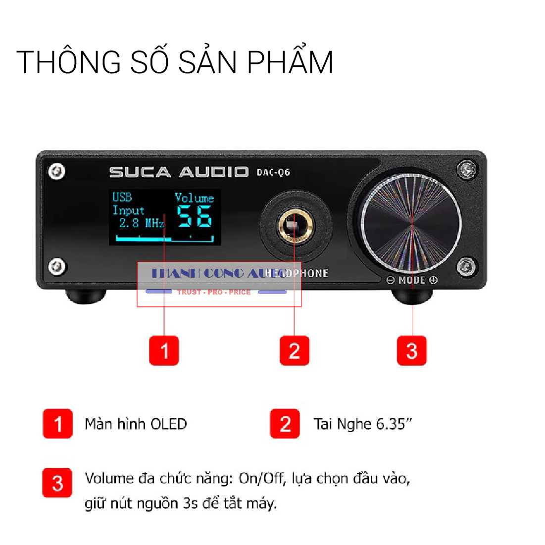 Bộ giải mã âm thanh DAC Suca Q6 Pro Bluetooth 5.0 (Phiên bản nâng cấp Suca Q6)